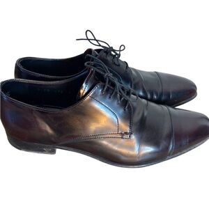 PRADA Men’s Smooth Leather Dress Shoes Lace Up Toe Cap Detail Dark Mahogany Sz 7